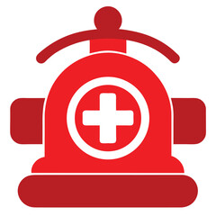Fototapeta premium Red Fire Hydrant with Medical Cross Icon - Emergency and First Aid Symbol isolated silhouette icon vector on white background