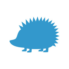 Cute hedgehog silhouette vector in blue color. Simple black outline for children’s illustrations and designs.