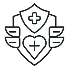 Fototapeta premium Medical Safety Shield Icon - Healthcare Protection & Security Outline icon vector on white background