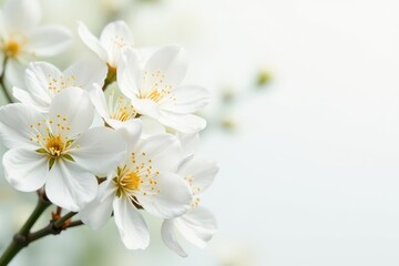 Delicate white blossoms against pure white background, beauty, bloom