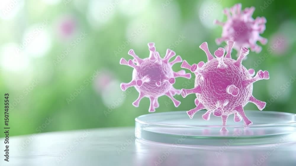 Aufkleber microscopic world of viruses: an artistic and photorealistic representation of several viruses on a 