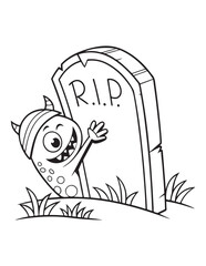 Cute Halloween Ghosts and Skeletons Coloring Pages – Fun and Spooky Line Art for Kids

