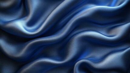 Fototapeta premium Close-up of luxurious blue satin fabric with gentle waves and intricate textures. Ideal for backgrounds and textiles.