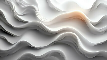 Fototapeta premium Abstract white wave texture with smooth, flowing curves creating a sense of depth and motion, ideal for backgrounds or design projects.