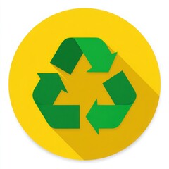 Obraz premium Vector Illustration of Recycling and Environmental Icons on Yellow Background: Embracing Eco-Friendly Green Energy and Renewable Resources for a Sustainable Circular Economy and Cleaner Future