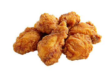Crispy fried chicken wings pile isolated on transparent background