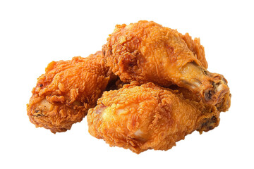 Crispy fried chicken drumsticks isolated on transparent background