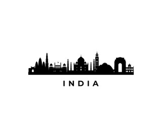 Naklejka premium Vector India skyline. Travel India famous landmarks. Business and tourism concept for presentation, banner, web site.