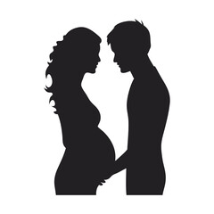 Silhouette of pregnant woman and man expectant parents expecting baby family love pregnancy vector art