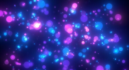 Abstract blue and purple holiday glitter party lights with sparkling bokeh and bright star particles for celebration background  design