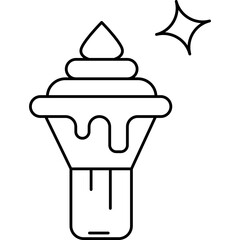 Black Line Ice Cream Icon – Sweet Frozen Dessert Vector Outline