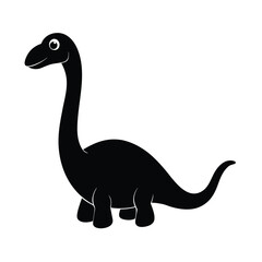 Cute Brontosaurus Dinosaur Cartoon Outline.
