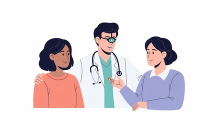 Fototapeta premium Doctor Consulting with Patients Explaining Diagnosis and Treatment Options