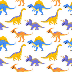 Seamless pattern  of colorful dinosaurs
