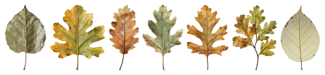 Fototapeta premium PNG Autumn leaves variety illustration, element set on transparent background
