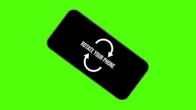 Rotate Your Phone Animation &ndash; Green Screen Smartphone with Arrows and Text for Mobile Orientation