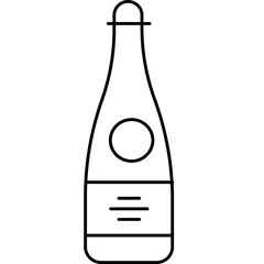 Black Line Wine Bottle Icon – Vector Illustration of Wine Beverage