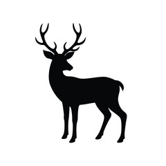 Fototapeta premium Deer Silhouette Isolated on White Background