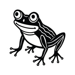 Stylized Black and White Frog Illustration