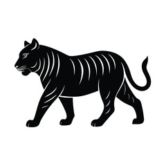 Striking Tiger Silhouette Vector Art.
