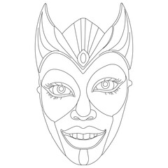 Carnival Mask line art vector design. Carnival Mask outline illustration design.