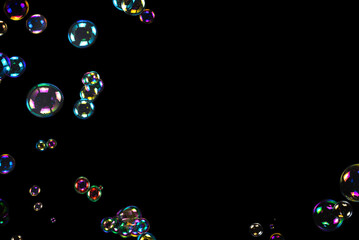 Soap bubbles isolated on a black background