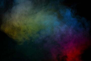 Blue and green steam on a black background.