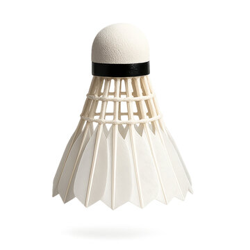 White badminton shuttlecock isolated on transparent background, sports equipment for games and training