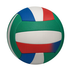 Tricolor volleyball isolated on transparent background, colorful ball for sports, beach, and indoor games