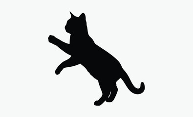 Jumping and Standing Cat Silhouette