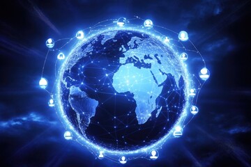 Obraz premium Global network connection illustration with person icons.