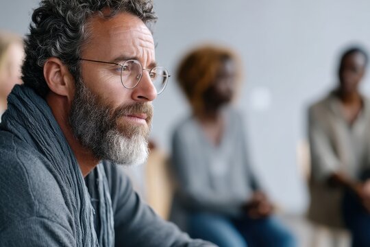 Counselor guides a session on healthy boundaries and self-care in a supportive group setting