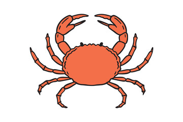 red crab icon doodle hand drawn. Cartoon colorful crab line drawing clipart symbol