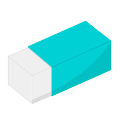 PNG. Cute Cartoon Illustration of Blue Wrapped Eraser for School Supplies on Clean White Background, Suitable for Supplies, School, Stationery, Education, Cartoon Theme, Illustration