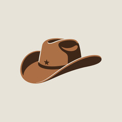 Minimal Cowboy Hat Vector Illustration – Western Style Brown Hat Isolated for Icons, Logos, and Prints