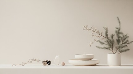 christmas elements sill life, minimal image, plain background,