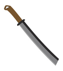 Machete knife with wooden handle and long sharp blade isolated on white background vector