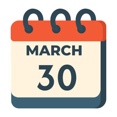 30 march calendar vector on white background
Vector calendar with date