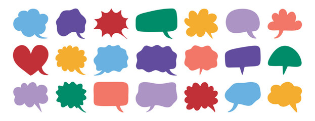 Colorful communication speech bubbles silhouette set. speech bubble doodle funny collection 