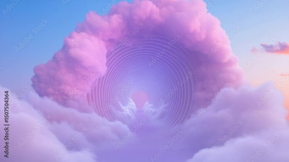 Aufkleber celestial serenity: soft, fluffy clouds in a gradient of pastel hues create a dreamy and ethereal la