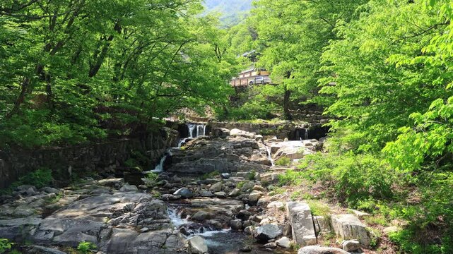 Stream and Waterfalls Below Seongnamsa Temple