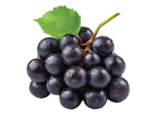 Black grape isolated on transparent white background, clipping path ,png 