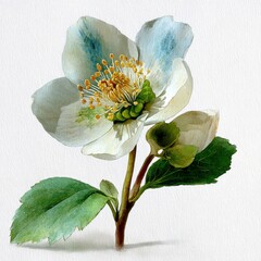 botanical watercolor illustration Delicate flower illustration with soft colors and detailed petals. white background