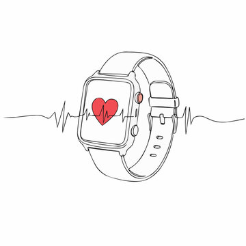 smartwatch with red heart rate monitor clip art preview