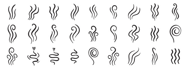 hot steam icon design line element, doodle smell sign, wave symbol. hot drink lines