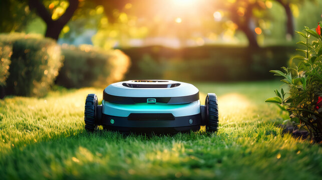 Rasenm&auml;hroboter im Garten