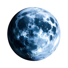 Detailed blue moon image isolated on transparent background