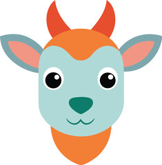 A cartoon goat face with playful expression vector art illustration
