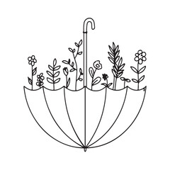 vector illustration of a umbrella, with flowers,