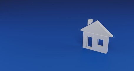 Isolated realistic white house symbol with shadow. Located on the right side of the scene. 3d illustration on transparent background